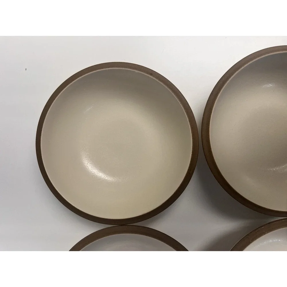 Dansk China SANTIAGO WHITE Cereal‎ Bowl *NEW*  SET of 4 | Beige Body Tan Edge